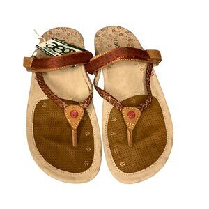 Toas Womens Braided Leather Sandals 8 Brown  Microbe Shield Technology classic